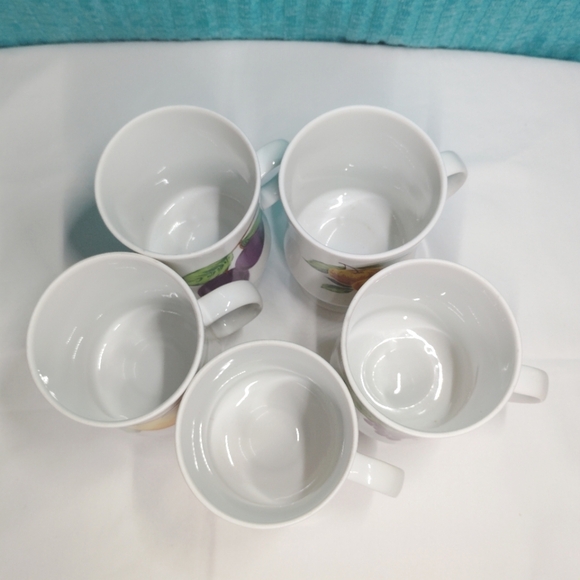 Vintage Seyei Japan Mugs Fine China Cups Footed Porcelain Coffee Tea Fruit - Picture 15 of 15